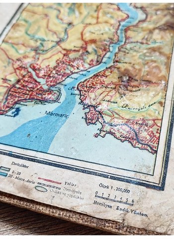 Kabartma İstanbul Haritası Eski Antika - Görsel 3