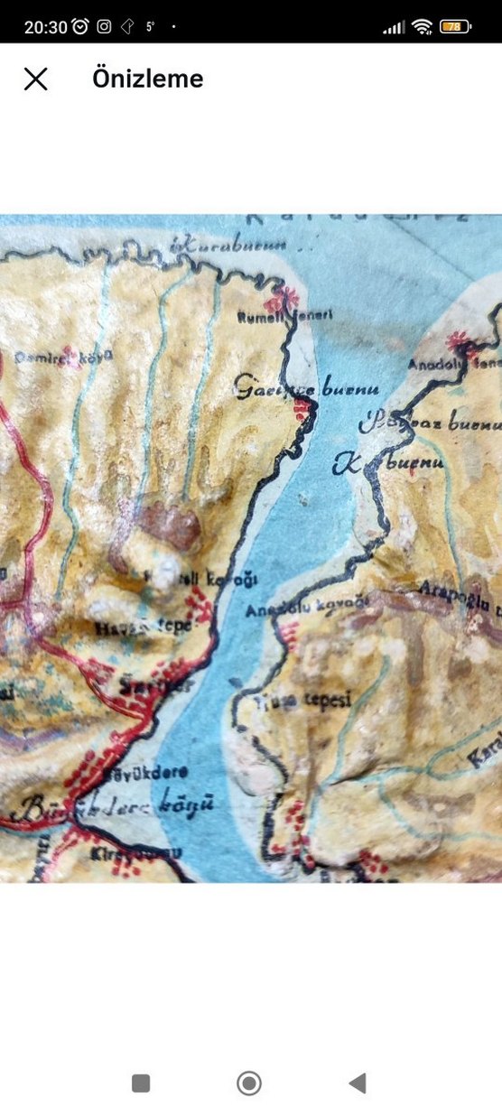 Kabartma İstanbul Haritası Eski Antika - Görsel 5