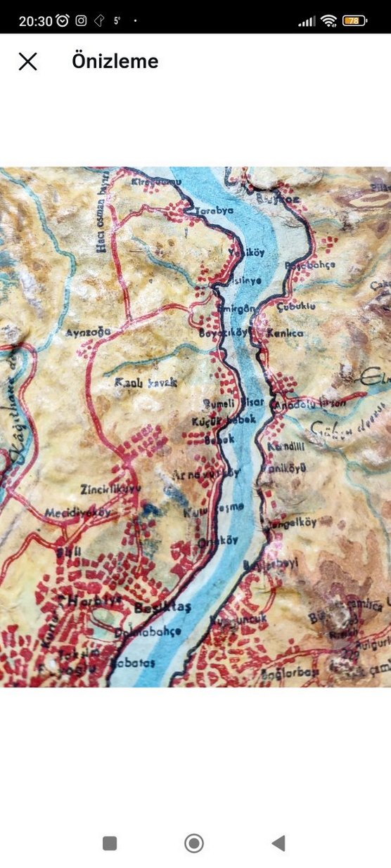 Kabartma İstanbul Haritası Eski Antika - Görsel 4