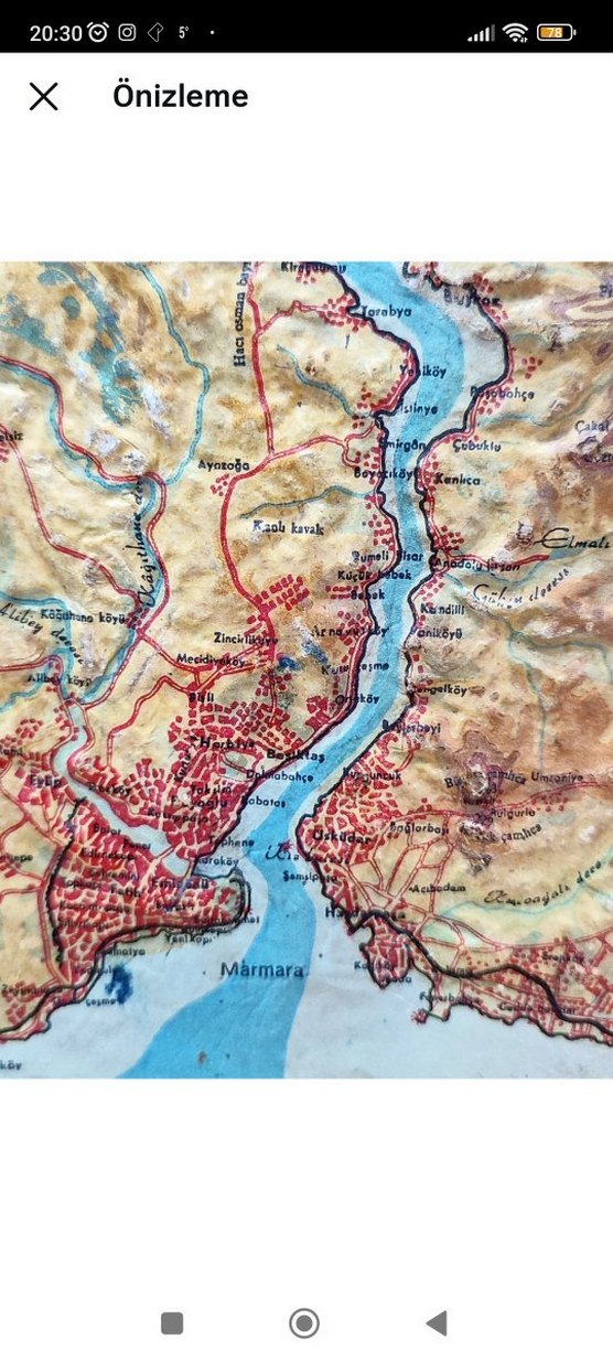 Kabartma İstanbul Haritası Eski Antika - Görsel 2