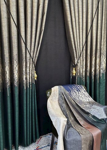 Nakışlı Gri Fon Perde - Görsel 2