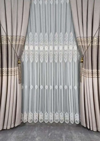 Modern Klasik Kahverengi Nakışlı Perde - Görsel 2