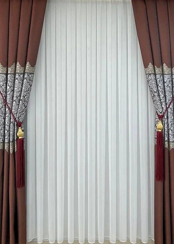 Modern Klasik Kahverengi Nakışlı Perde - Görsel 4