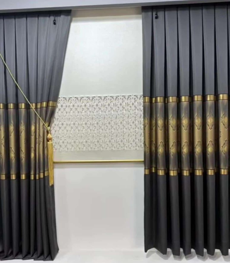 Modern Klasik Kahverengi Nakışlı Perde - Görsel 3