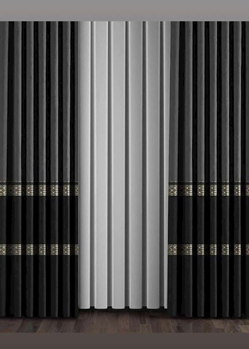 Lacivert Nakışlı Modern Klasik Perde - Görsel 3