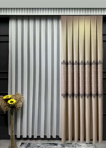 Lacivert Nakışlı Modern Klasik Perde - Görsel 5