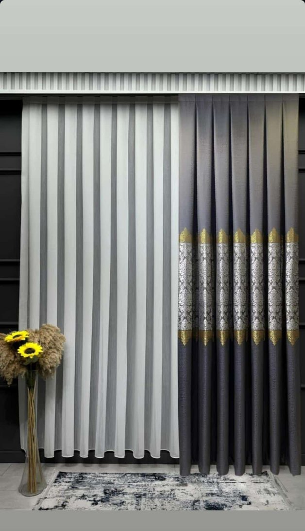 Lacivert Nakışlı Modern Klasik Perde - Görsel 4