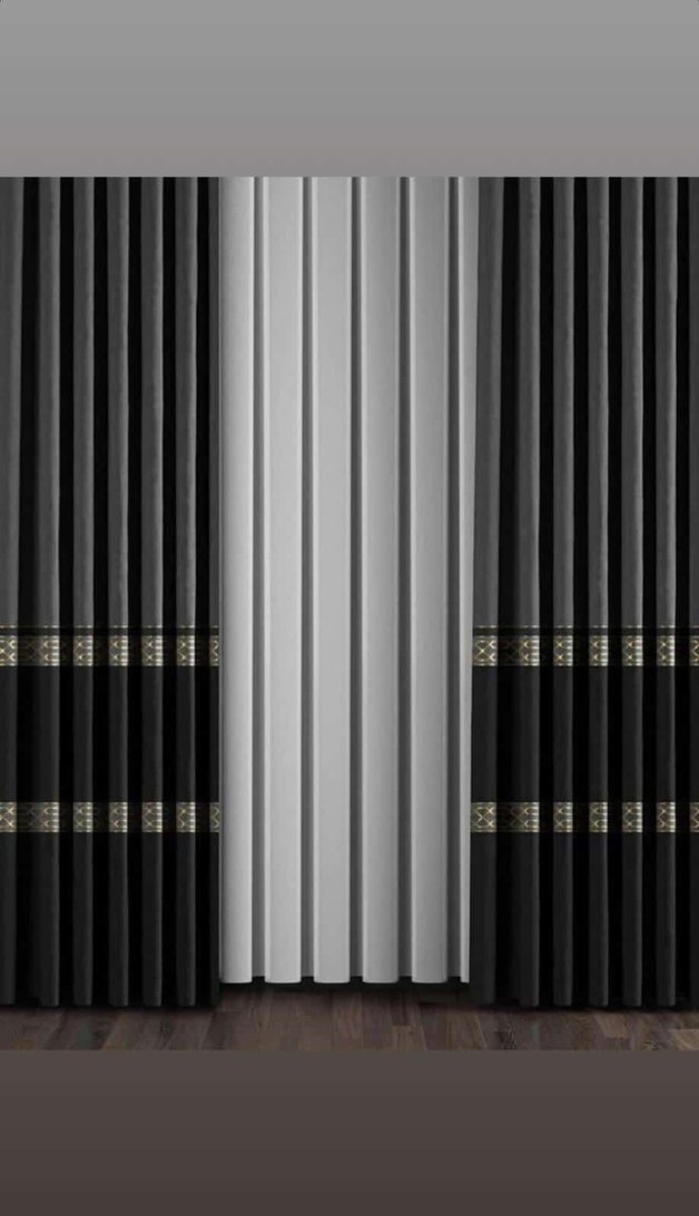 Lacivert Nakışlı Modern Klasik Perde - Görsel 3