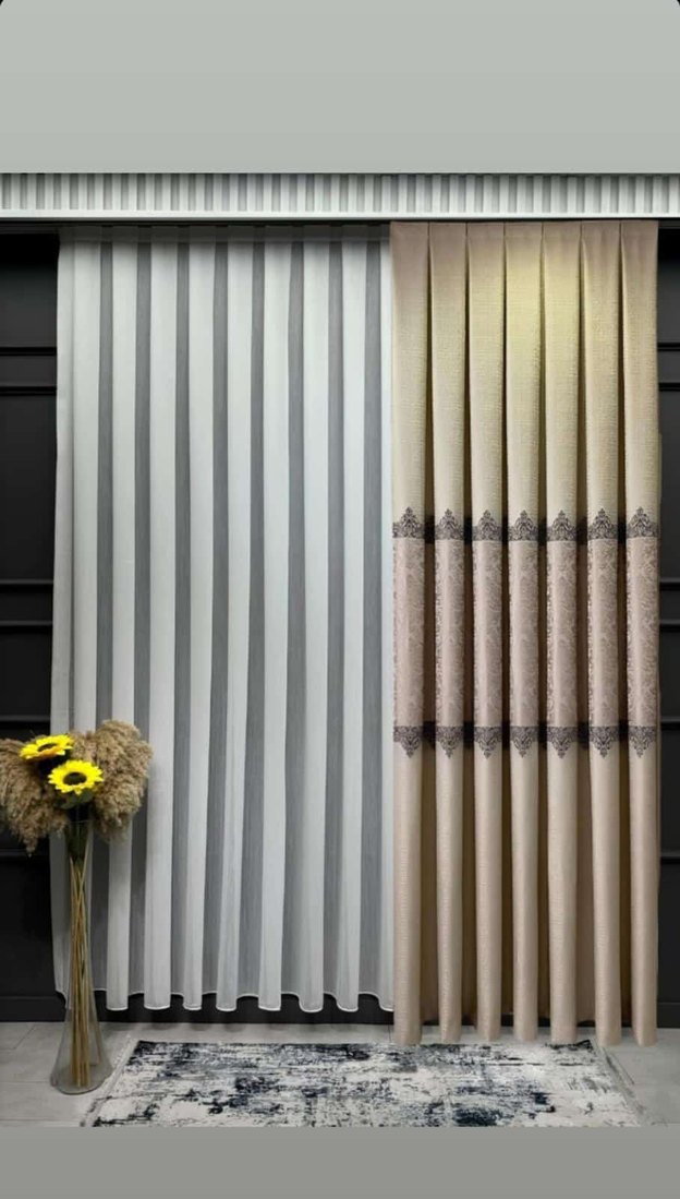 Lacivert Nakışlı Modern Klasik Perde - Görsel 5