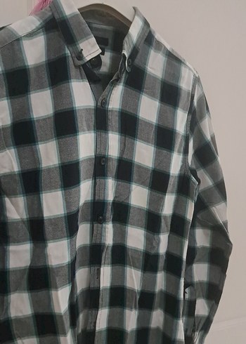 Erkek Gri Kareli Uzun Kollu Pamuk Gömlek - Görsel 3