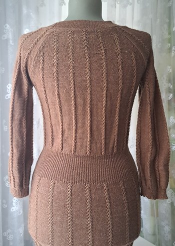 Uzun Kollu Örgü Bohem Kadın Elbise - Görsel 8