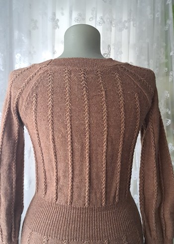 Uzun Kollu Örgü Bohem Kadın Elbise - Görsel 7