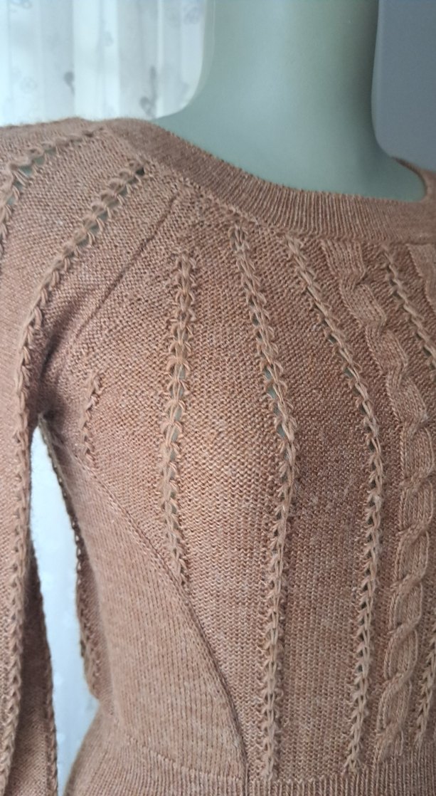 Uzun Kollu Örgü Bohem Kadın Elbise - Görsel 5