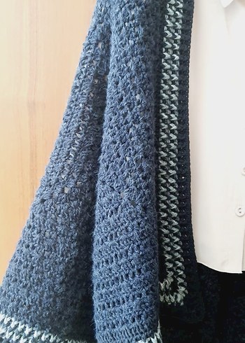 Bohem Gri Detaylı lacivert Örgü Kadın Hırka - Görsel 3