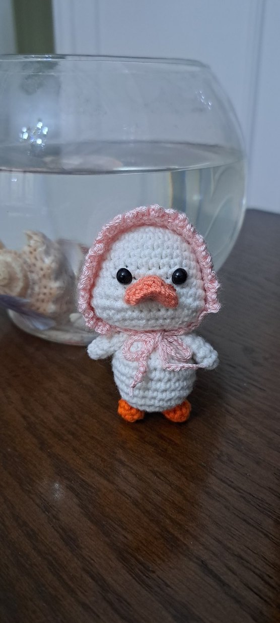 Pembe Bebek Şapkalı Örgü anahtarlık Ördek - Görsel 2