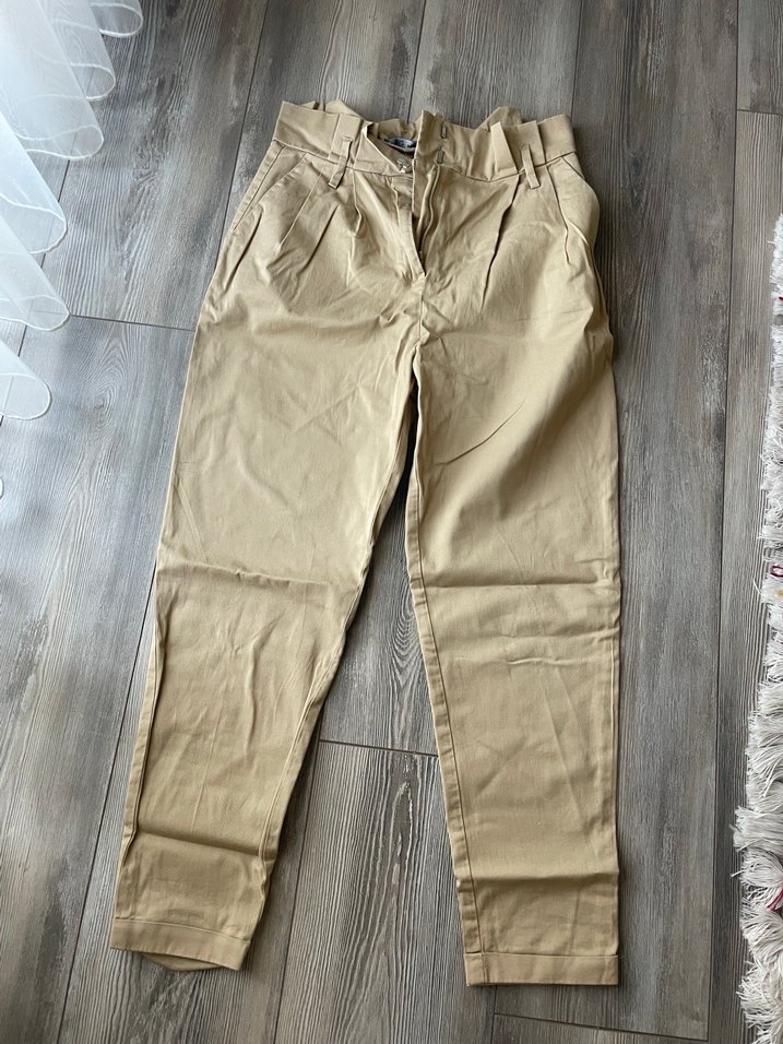 Bej Kadın Keten Kumaş Pantolon - Görsel 3