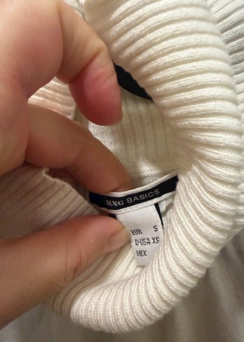 Kadın Beyaz Yüksek Yakalı Midi Triko Elbise - Görsel 3