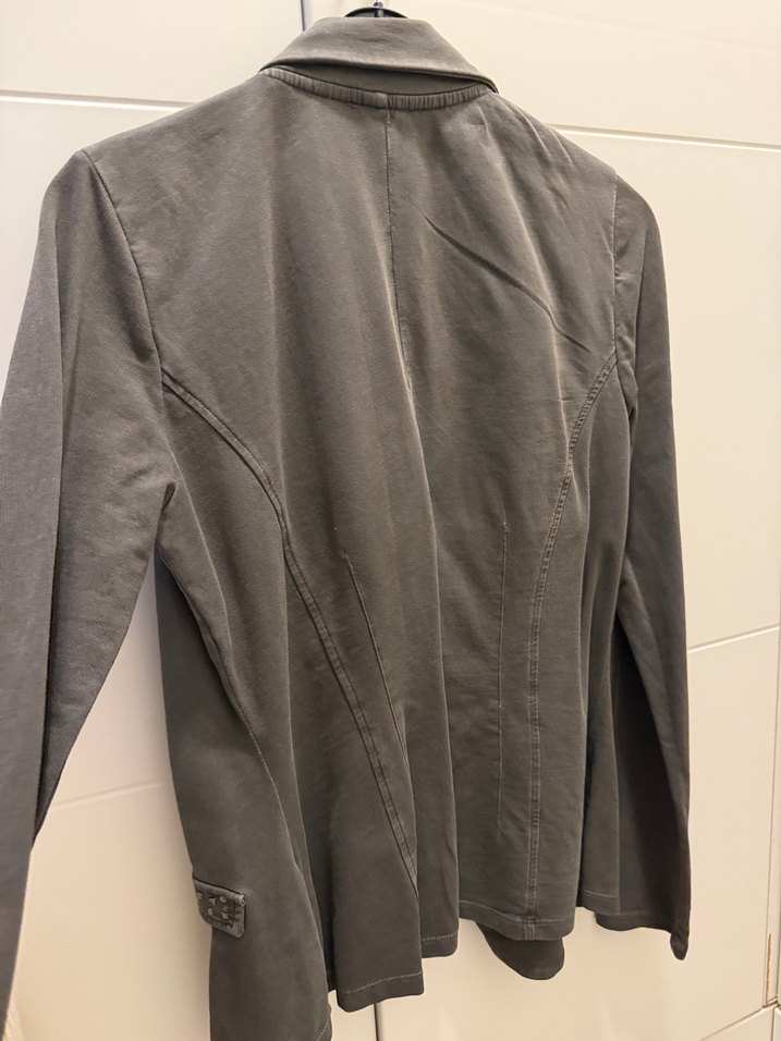 Gri Keten Düğmeli Kadın Ceket - Görsel 2