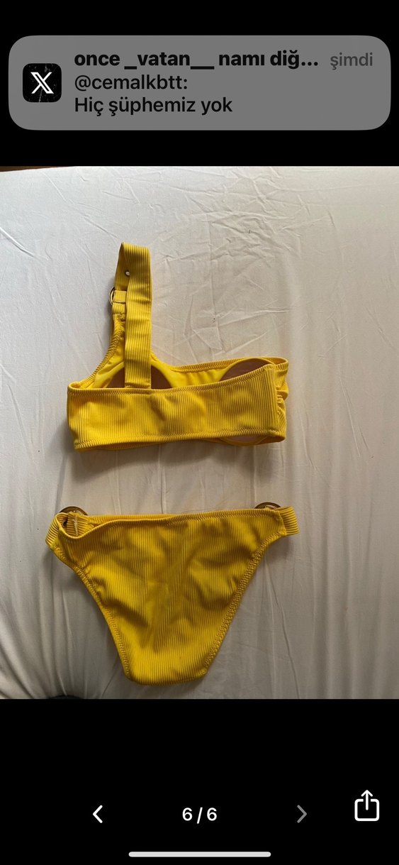 Sarı Tek Omuzlu Kemerli Bikini - Görsel 5
