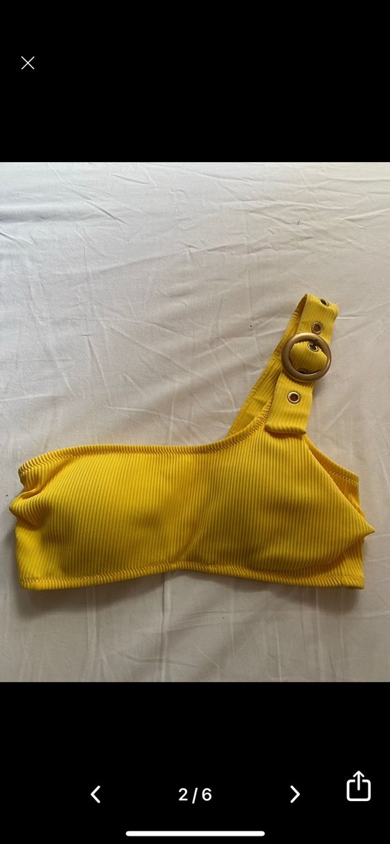 Sarı Tek Omuzlu Kemerli Bikini - Görsel 2