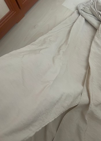 Bej Midi Etek Drapeli Kesim - Görsel 4