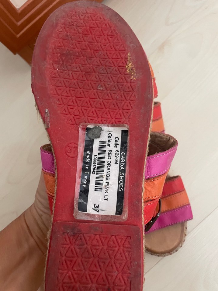 Renkli Bohem Kadın Dolgu Topuklu Sandalet - Görsel 4