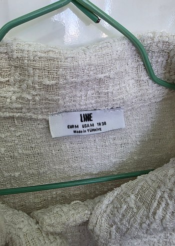 Düğmeli Beyaz Keten Kadın Midi Ceket - Görsel 4