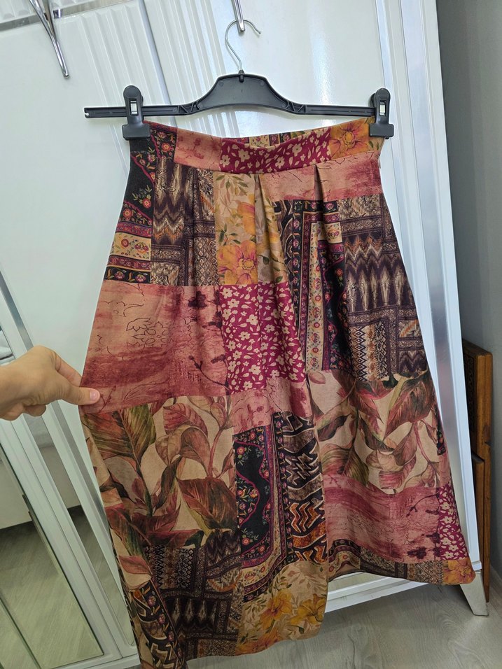 Bohem Çok Renkli Desenli Etek - Görsel 4