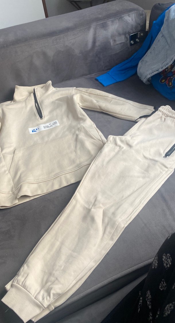 Fermuarlı Beyaz çocuk Sweatshirt - Görsel 2