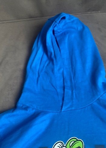 Kapüşonlu Mavi Erkek Sweatshirt - Görsel 2