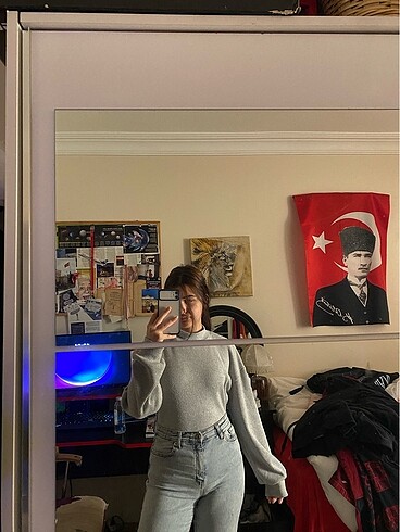 Defacto Gri Oversize Kazak (M Beden)