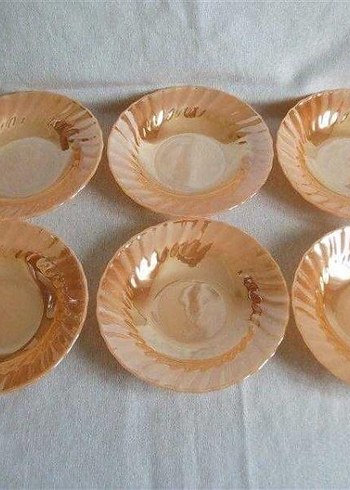 sarı  Parlak Bağlama Desenli Tabak Seti - Görsel 2