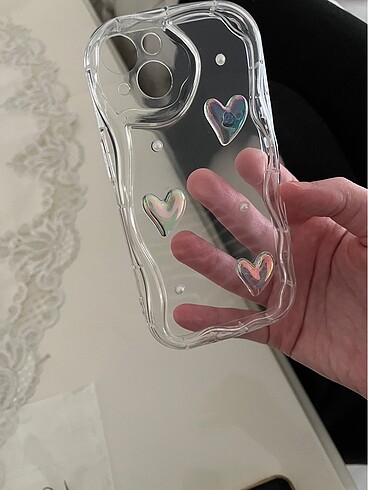 Diğer iPhone 13-14-15 kalpli hologramlı kılıf