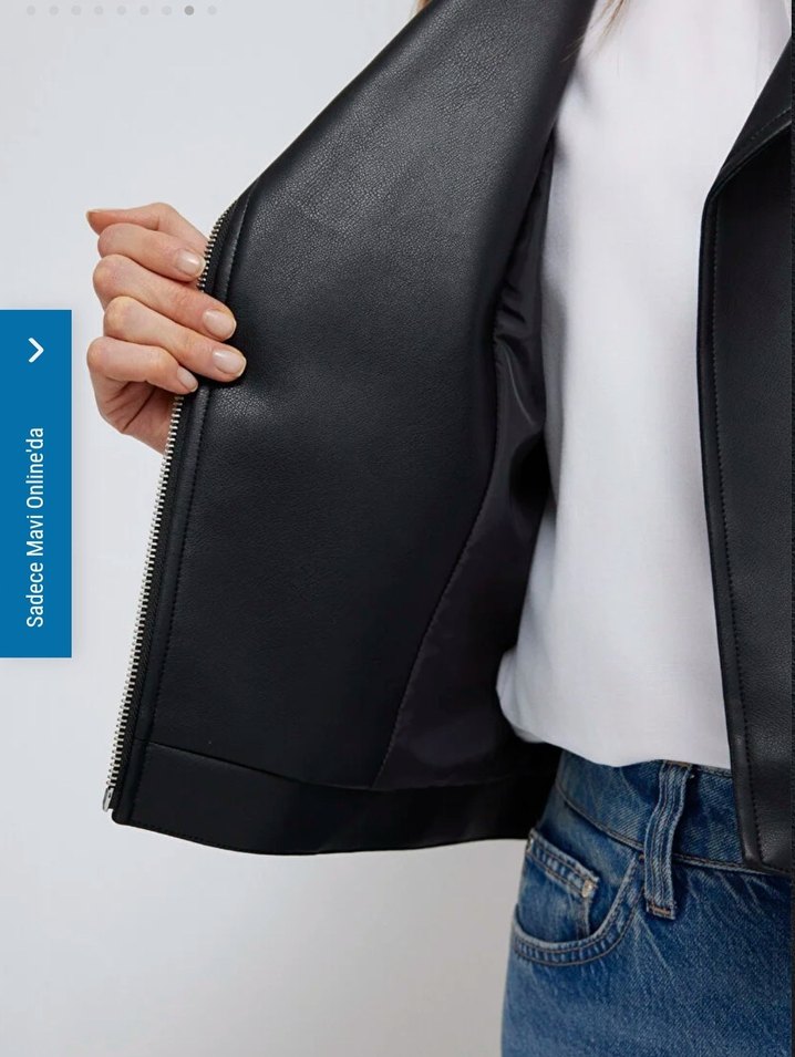 Siyah Parlak Kadın Deri Biker Ceket - Görsel 4