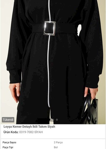 Loaysa Kemer Detaylı Siyah İkili Takım - Görsel 4