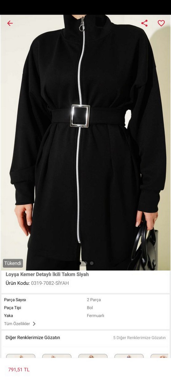 Loaysa Kemer Detaylı Siyah İkili Takım - Görsel 4