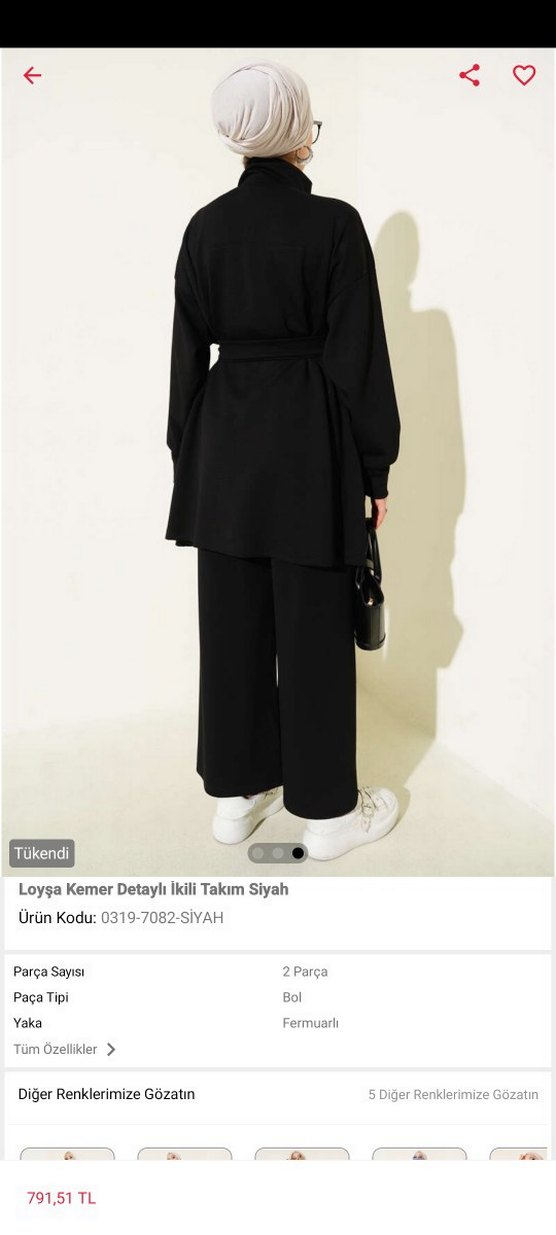 Loaysa Kemer Detaylı Siyah İkili Takım - Görsel 3