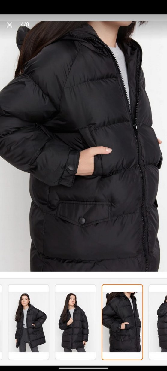 Siyah Şişme Midi Kadın Kışlık Mont - Görsel 2