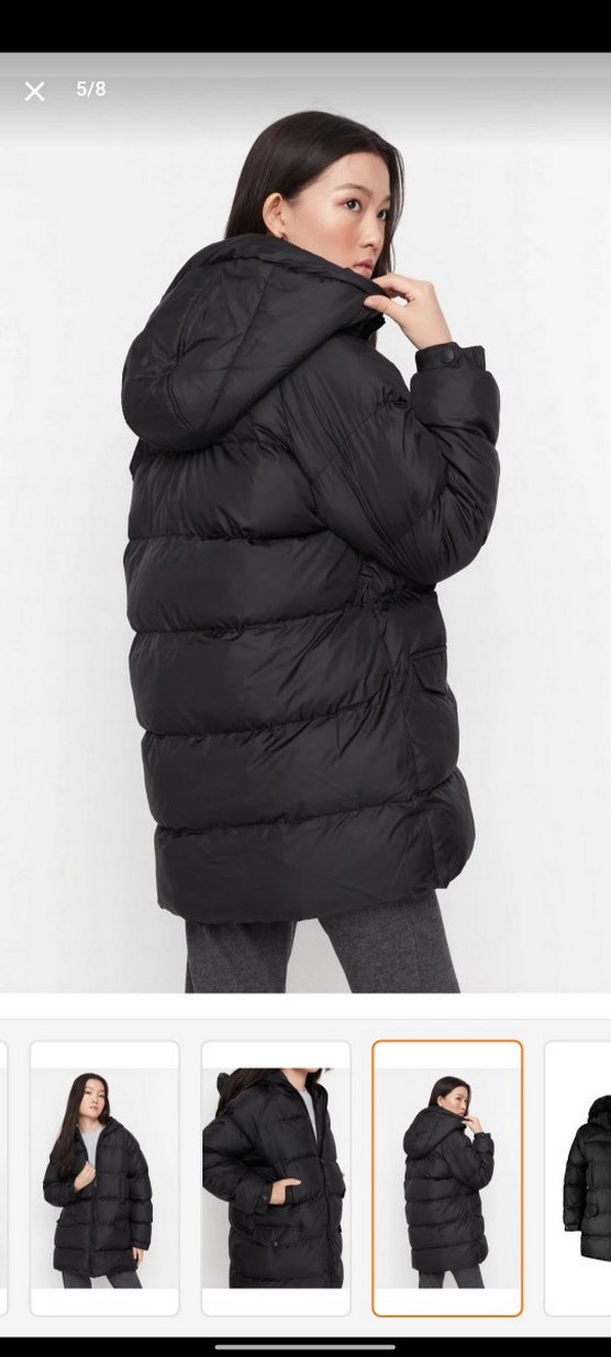 Siyah Şişme Midi Kadın Kışlık Mont - Görsel 3