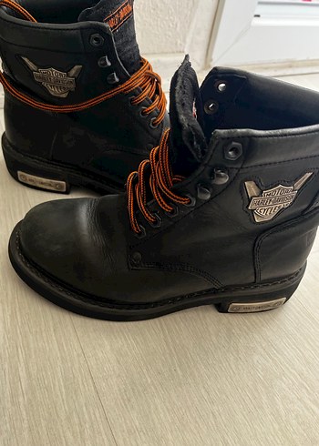 Harley Davidson Kadın Siyah Deri Biker Botları