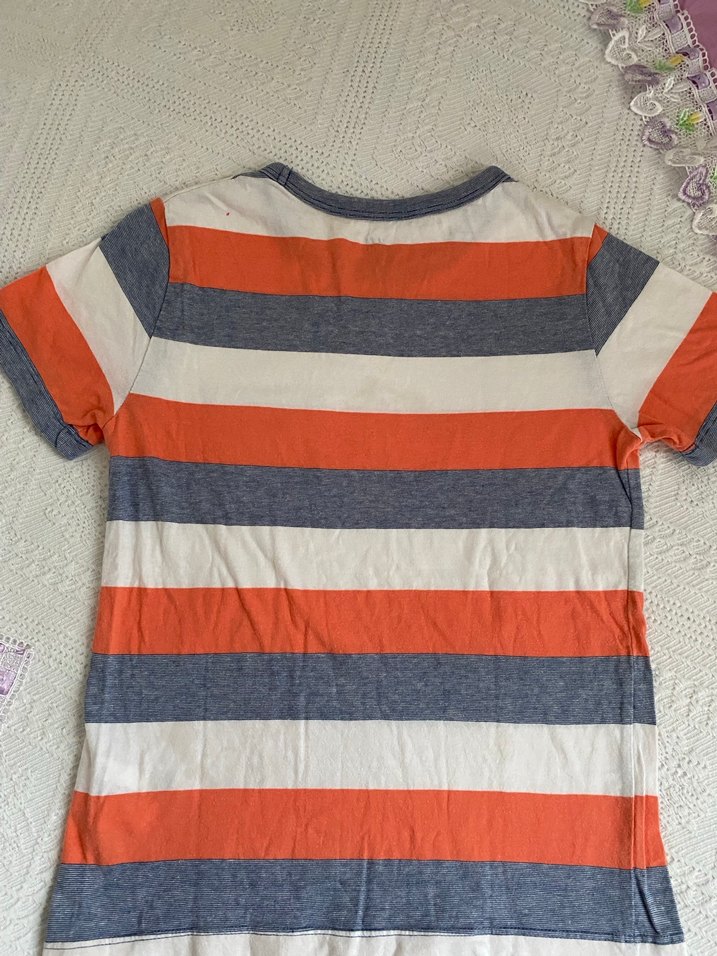 Erkek Çocuk Çizgili Kısa Kollu Tişört - Görsel 2