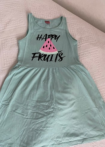 Kız Çocuk Renkli Baskılı Askısız Elbise - Görsel 7