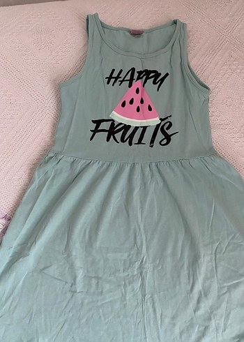 Kız Çocuk Renkli Baskılı Askısız Elbise - Görsel 5