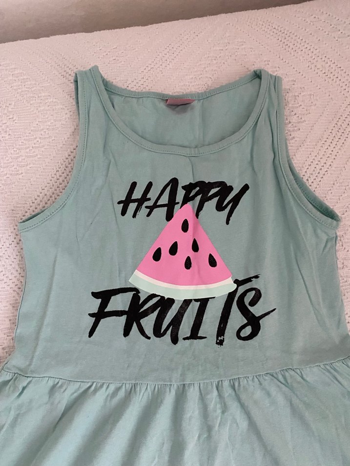 Kız Çocuk Renkli Baskılı Askısız Elbise - Görsel 2