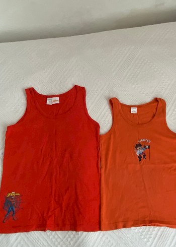 2li Çocuklar için renkli baskılı kırmızı atlet - Görsel 8