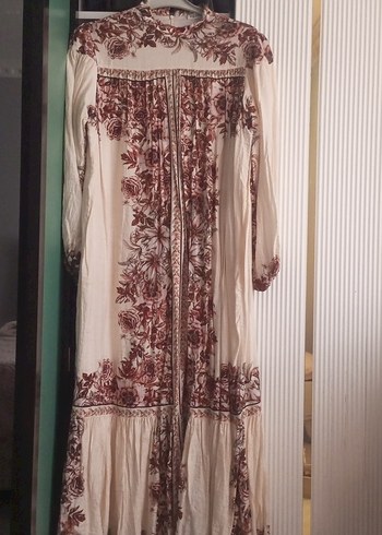 Bej Bohem Uzun Elbise - Görsel 3