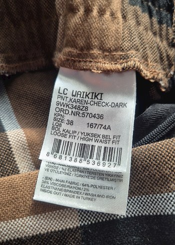 Düz Kesim Pilili Kahverengi Kareli Kadın Kumaş capri pantolon. - Görsel 3