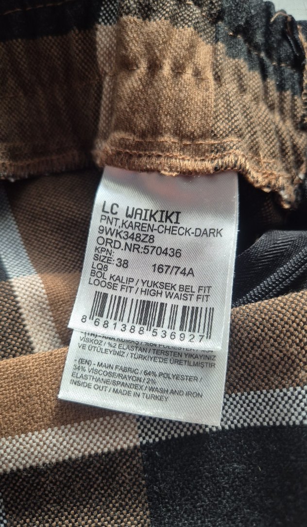 Düz Kesim Pilili Kahverengi Kareli Kadın Kumaş capri pantolon. - Görsel 3