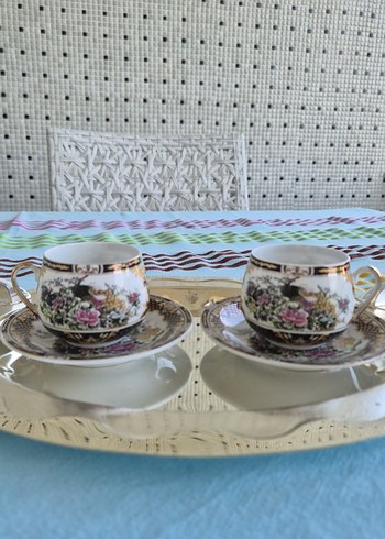 Çiçek ve Tavuskuşu Desenli Seramik Fincan - Görsel 7