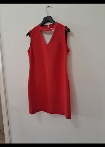 Kırmızı V Yaka Mini Elbise - Görsel 3